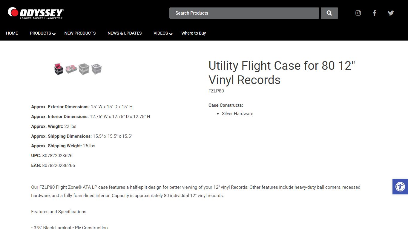 Utility Flight Case for 80 12" Vinyl Records - Odyssey Cases